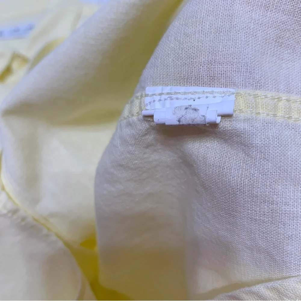Zara boy's Short Sleeve linen blend button‎ up Shirt in light yellow